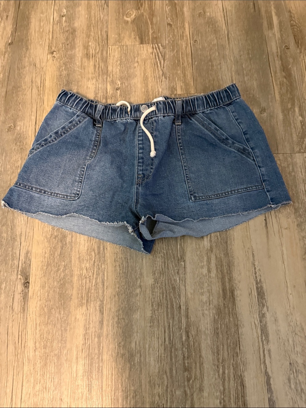 No Boundaries Blue Denim Drawstring Jean Shorts
